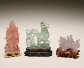 Three Chinese carvings on stan