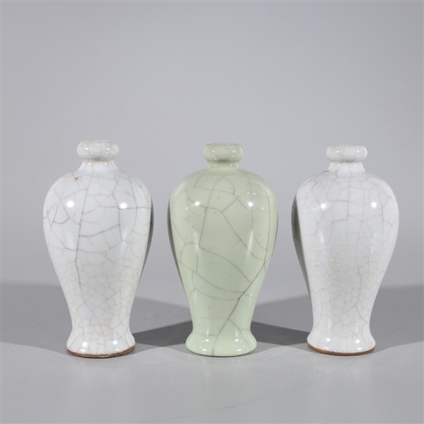 Three Chinese celadon crackle