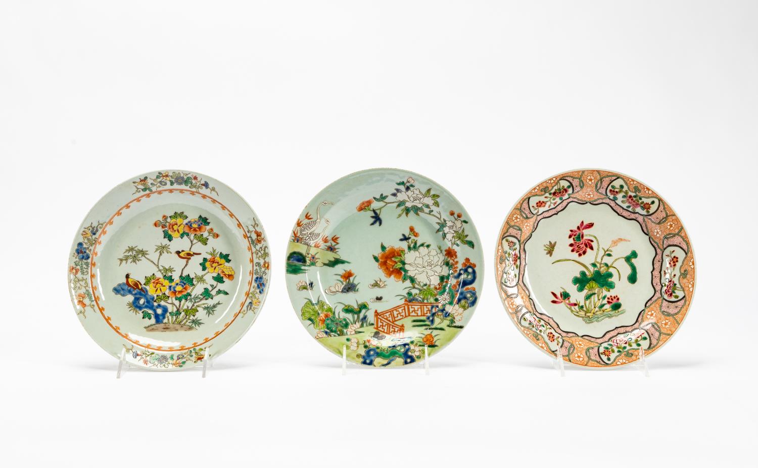 THREE CHINESE CELADON & FAMILLE