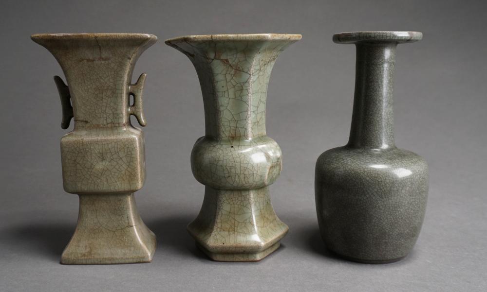 THREE CHINESE CELADON GLAZE