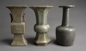 THREE CHINESE CELADON GLAZE CR