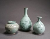 THREE CHINESE CELADON GLAZED C