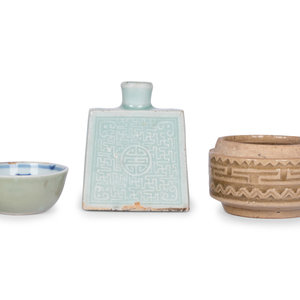 Three Chinese Celadon Glazed
