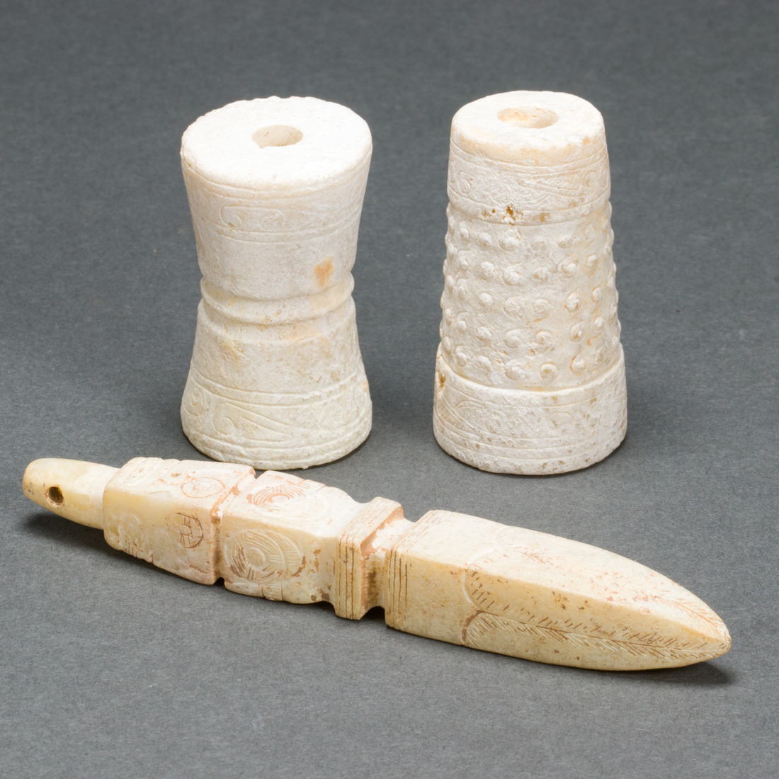 THREE CHINESE CHICKEN BONE JADE