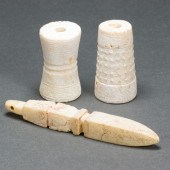 THREE CHINESE CHICKEN BONE JAD