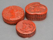 THREE CHINESE CINNABAR BOXES L
