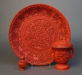 THREE CHINESE CINNABAR-TYPE CA