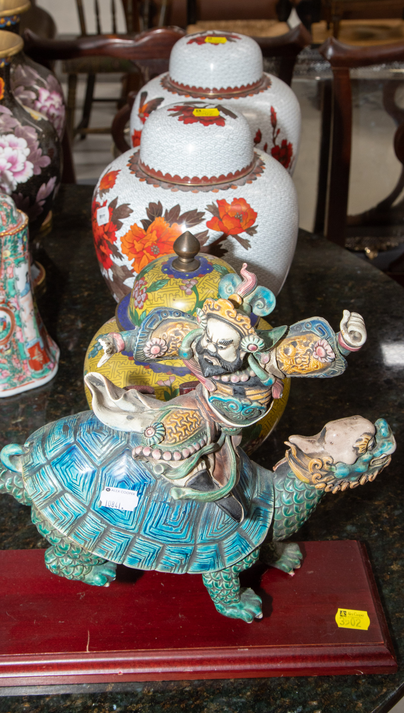 THREE CHINESE CLOISONNE JARS;