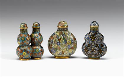 Three Chinese cloisonne snuff