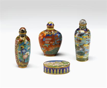 Three Chinese cloisonne snuff