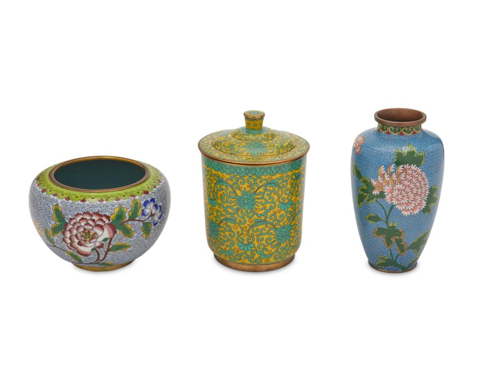 THREE CHINESE CLOISONNé TABLE