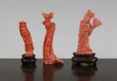 Three Chinese coral figures ca
