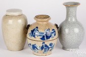 THREE CHINESE CRACKLE GLAZE VA