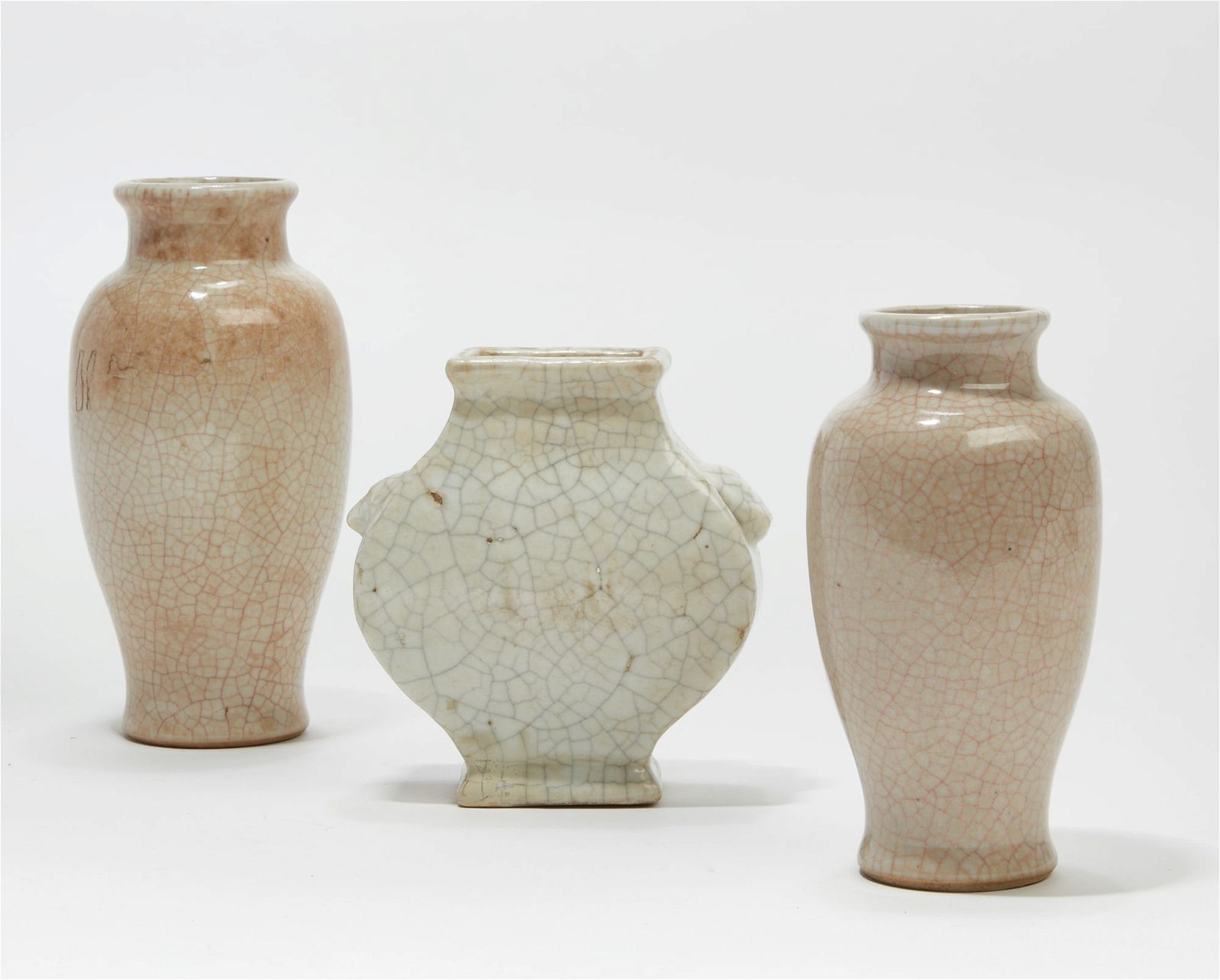 THREE CHINESE CRACKLE GLAZED