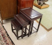 THREE CHINESE DARK TEAKWOOD NE