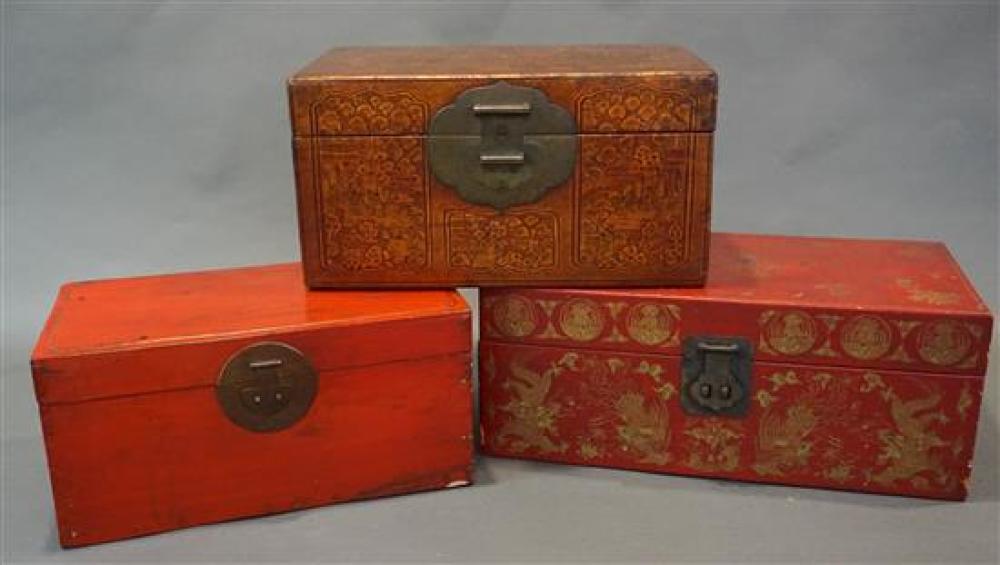 THREE CHINESE DECORATED PARCHMENT