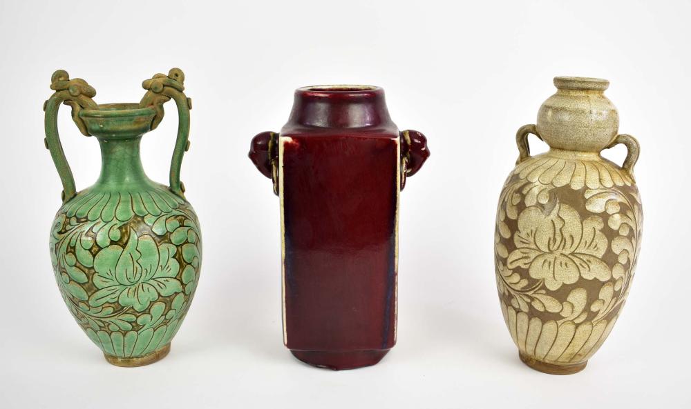 THREE CHINESE EARTHENWARE