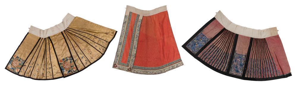 THREE CHINESE EMBROIDERED SILK