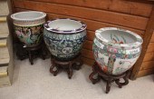 THREE CHINESE ENAMELED PORCELA