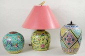 THREE CHINESE ENAMELED PORCELA