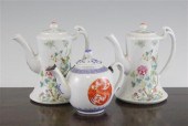 Three Chinese enamelled teapot