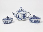 THREE CHINESE EXPORT BLUE AND