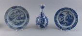 THREE CHINESE EXPORT BLUE AND