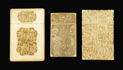 Three Chinese export elephant ivory