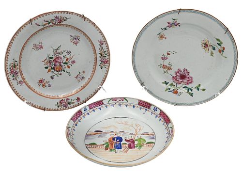 THREE CHINESE EXPORT FAMILLE ROSE