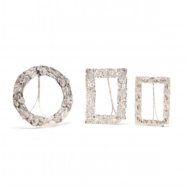 THREE CHINESE EXPORT SILVER FRAMES,
