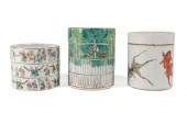THREE CHINESE FAMILLE ROSE BOX