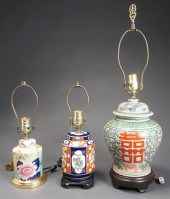 THREE CHINESE FAMILLE ROSE COV