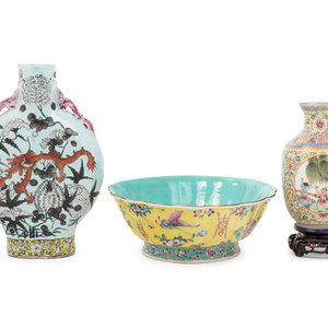 Three Chinese Famille Rose