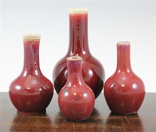 Three Chinese flambe glazed small