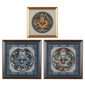 THREE CHINESE FRAMED EMBROIDER