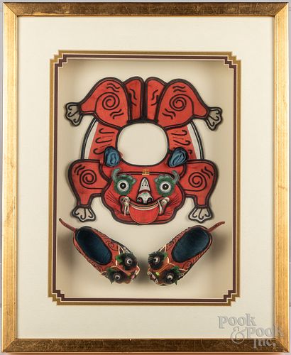 THREE CHINESE FRAMED SILKWORK