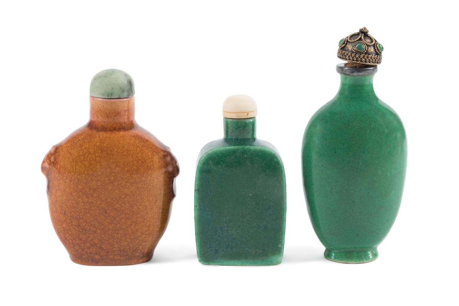 THREE CHINESE GLAZED CERAMIC