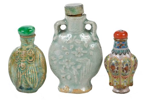 THREE CHINESE GLAZED CERAMIC