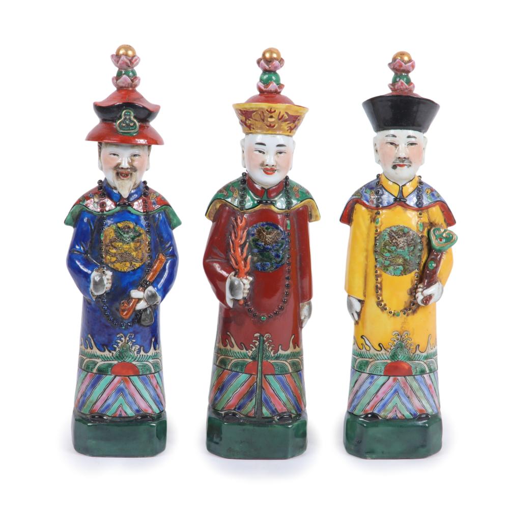 THREE CHINESE GLAZED EARTHENWARE