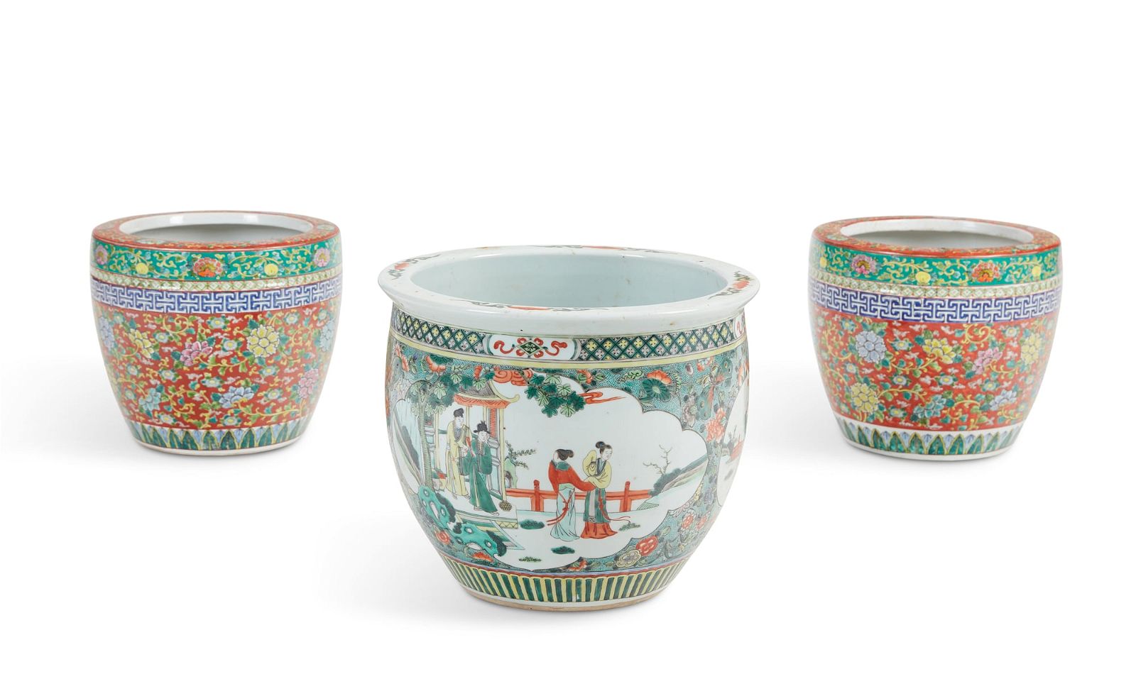 THREE CHINESE GLAZED PORCELAIN
