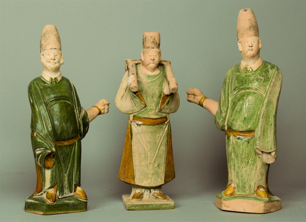 THREE CHINESE GLAZED POTTERY