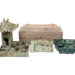 Three Chinese Green-Glazed