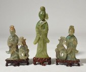 THREE CHINESE GREEN HARDSTONE