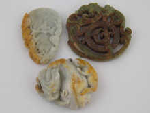 Three Chinese hardstone pendants