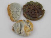 Three Chinese hardstone pendan