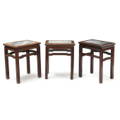 THREE CHINESE HARDWOOD AND MAR