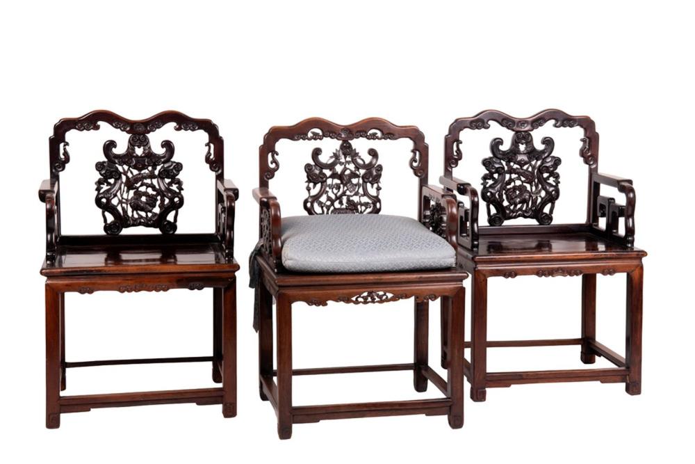 THREE CHINESE HARDWOOD