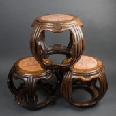 THREE CHINESE HARDWOOD GARDEN