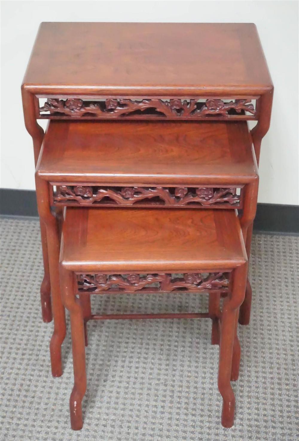 THREE CHINESE HARDWOOD NESTING