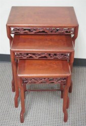 THREE CHINESE HARDWOOD NESTING